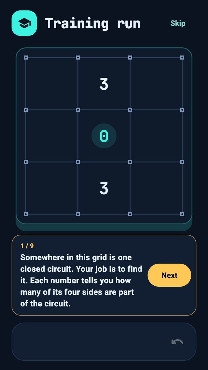 The HackLine tutorial explaining the goal on a small grid